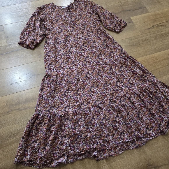 Natural Life Wmns Floral Tiered A-line Maxi Dress L/XL Cottagecore Farm Prairie - Picture 2 of 10